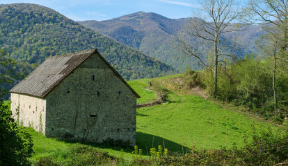 Fototapeta na wymiar old barn in french Pyrenes mountains, Saint Pe de Bigorre