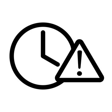 Expired icon. Clock and exclamation mark icon for expiry or deadline. Suitable for an app or web app UI design.
