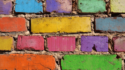 Old brick wall in rainbow colors. Background conceptOld brick wall in rainbow colors. Background concept