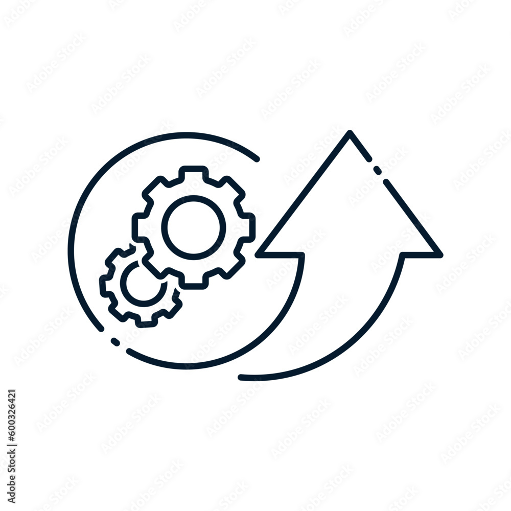 Aufkleber the concept of the development of technical characteristics and trends. vector icon isolated on whit