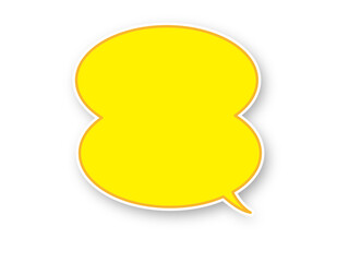 影のある黄色の吹き出し　２つの楕円