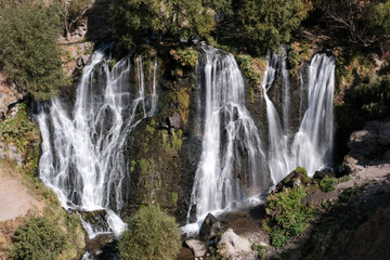 Fototapeta na wymiar Shaki waterfall on sunny summer day. Syunik Province, Armenia.