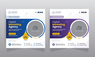 Digital marketing agency business promotion social media post template
