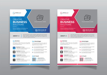 Modern business flyer template abstract colorful one page brochure