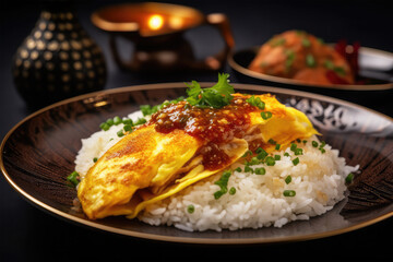 omelet with rice in dish
