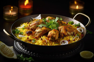 Fototapeta premium chicken biryani in dish