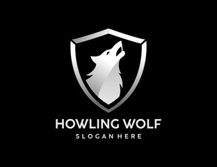 Free vector howling wolf logo design template