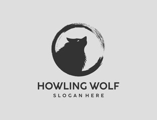 Free vector howling wolf logo design template