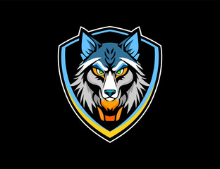 Free vector wolves mascot esport logo design