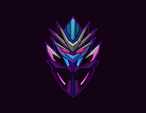 Vector modern transformer robot head mascot logo design