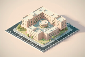 Obraz premium Hospital isometric on earth.3d rendering