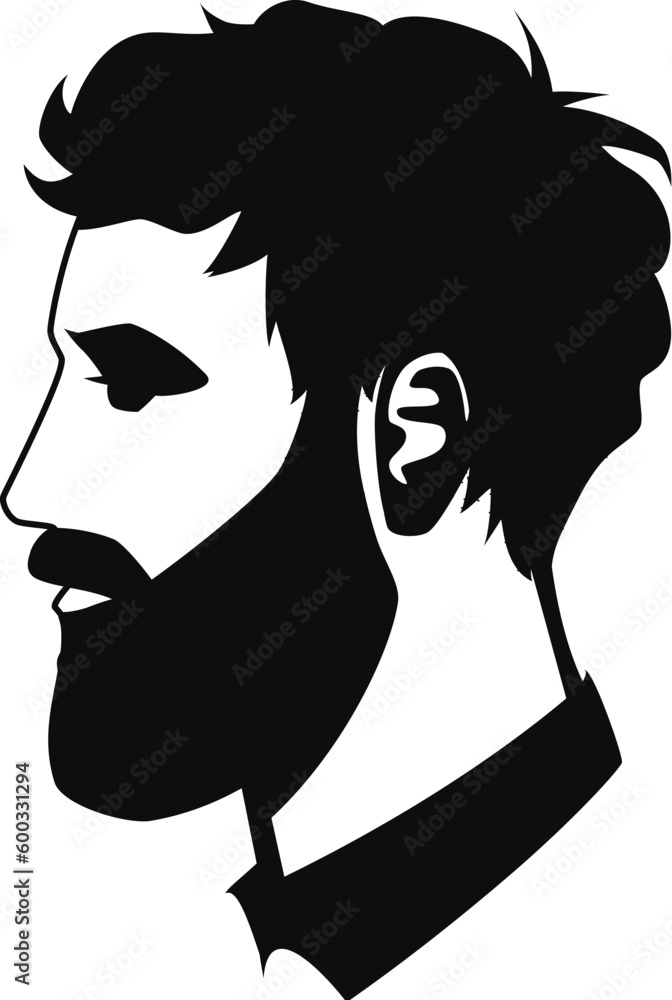 Wall mural Black silhouette of man side view  with a beard and a mustache