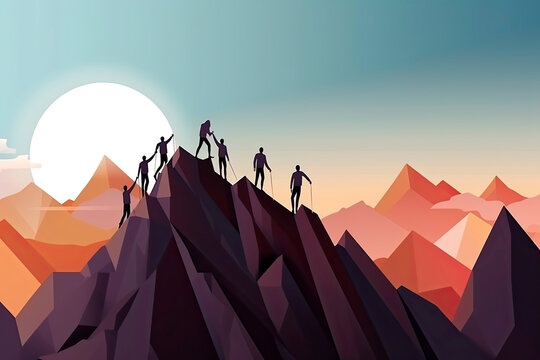 Teamwork to help success together, leadership to lead team to achieve goal or target