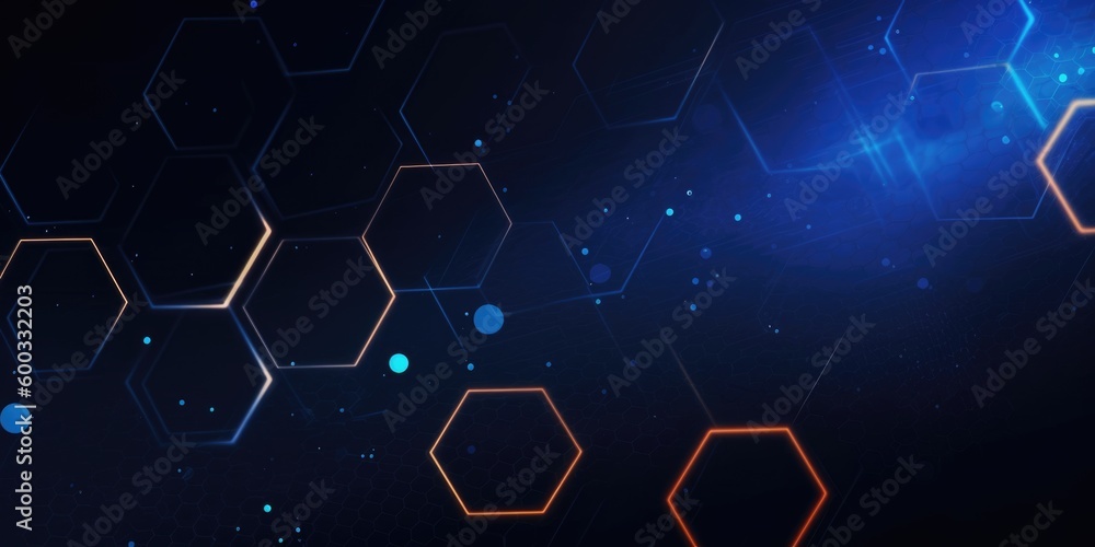 Aufkleber blue hexagon technology abstract background. generative ai aig21.