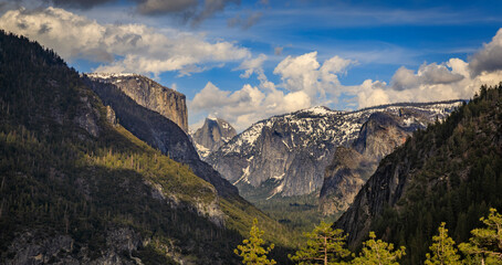 Yosemite Valley in the Yosemite National Park, snow in the spring in California