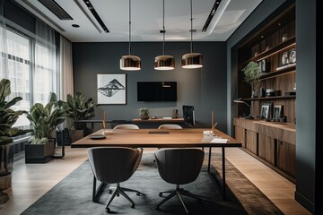 Contemporary office furnishings and decor. Generative AI