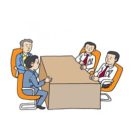 
executive people in a meeting, color cartoon illustration