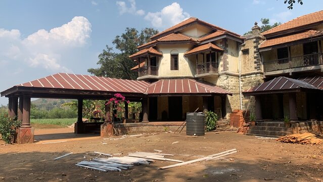 Pant Amatya Bavdekar Wada, Palasambe, Kolhapur, Maharashtra, India - March 11, 2021: A historical Heritage Home Museum of 16th century of emperior Shivaji Maharaj