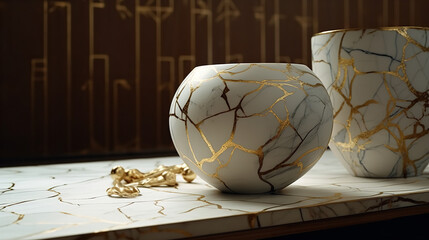 Fototapeta na wymiar Marble Design Sealed with Gold