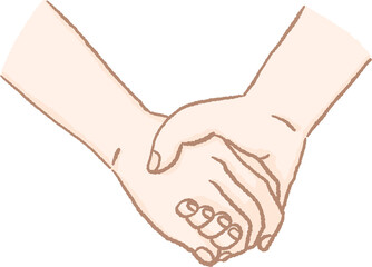 다정하게 마주잡은 커플 손 일러스트. 디테일하게 그려진 심플한 연인들의 손입니다.