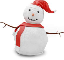 3D Render Snowman With Hat And Scarf