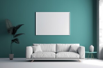 mock up poster frame in modern interior background generated ai
