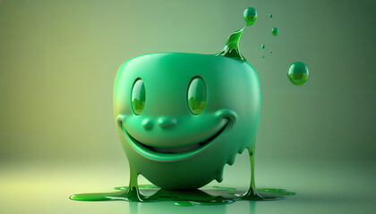 3D smile in the style of a green water