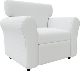 3D Render White Leather Armchair