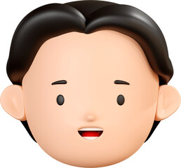 3D Render Smiling Face With Open Mouth For Happy Of Boy Character Emoji