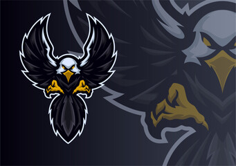 Eagle masscot logo esport illustration premium vector