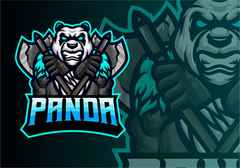 Panda masscot logo esport illustration premium vector