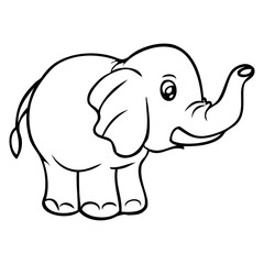 cute outline elephant outline vector illustration