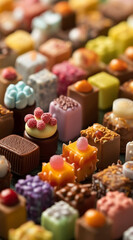A Rainbow of Flavors: Colorful French Petits Fours Assortment - Generative AI