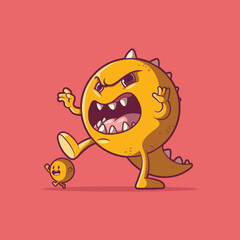 Scary Emoji monster character vector illustration. Mascot, character,  icon design concept.