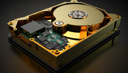 Hard disk drive and open cover. Computer hardware