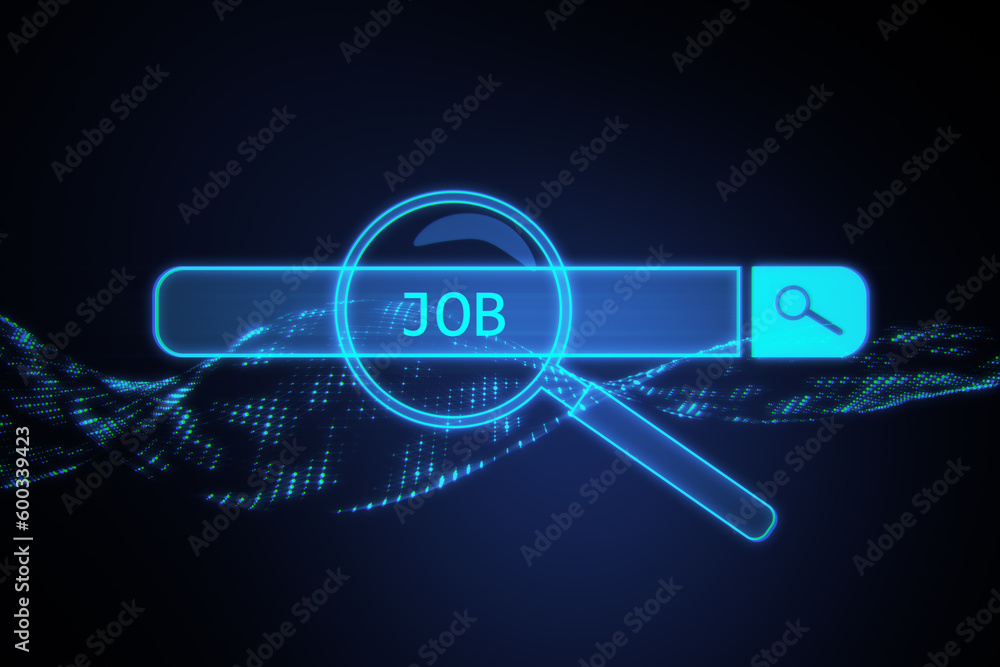 Aufkleber looking for a new job, career, opportunity and work position concept with digital magnifying glass o