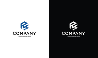 Hexagon PT Initial Emblem Logo Design