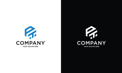 Hexagon PT Initial Emblem Logo Design
