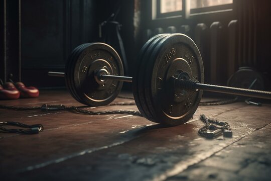 3D weightlifting illustration for Monday fitness motivation. Generative AI