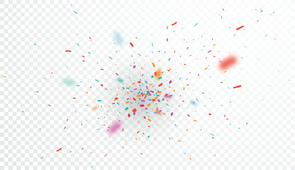 Bursting Colorful Confetti celebrations design isolated on transparent background
