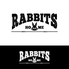 Rabbit House Typography With Rabbit Bunny Head For Rent House, Hotel, Clothing Brand, Animal Clinic, Veterinary Logo Design
