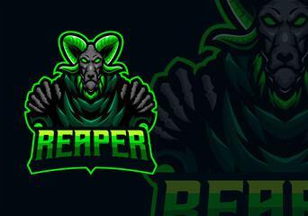 Reaper masscot logo esport illustration premium vector