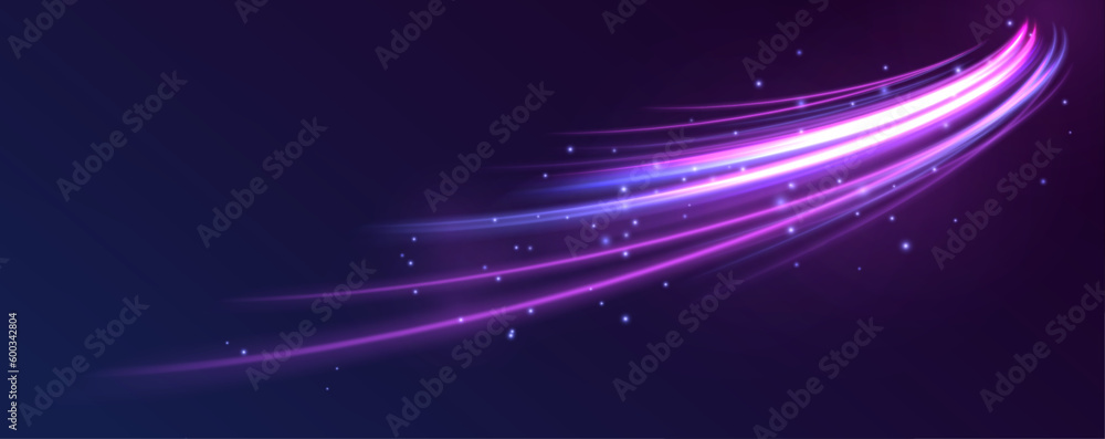 Poster particle motion light effect. abstract fire flare trace lens flares. light trails, golden glitter gl