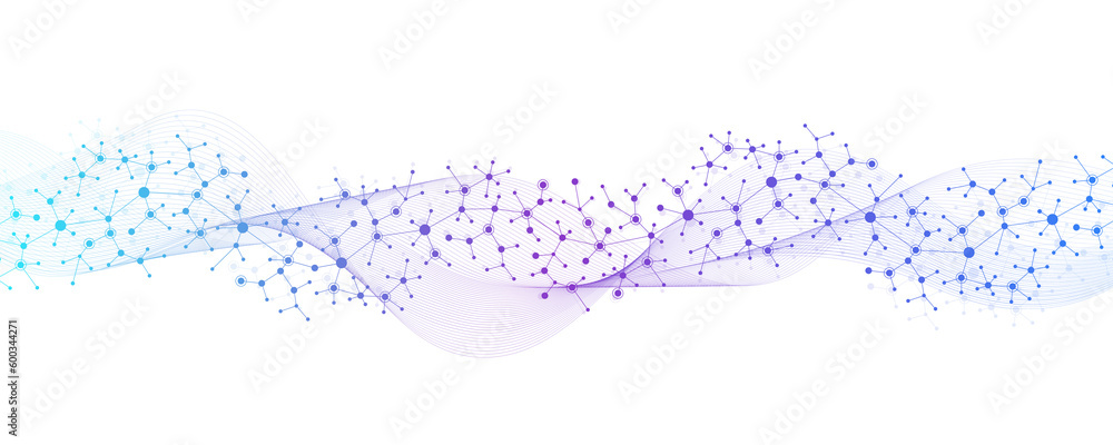 Poster molecular abstract structure background. scientific illustration with molecule dna. medical, science