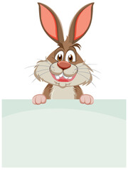 Funny Rabbit with Blank Banner Template