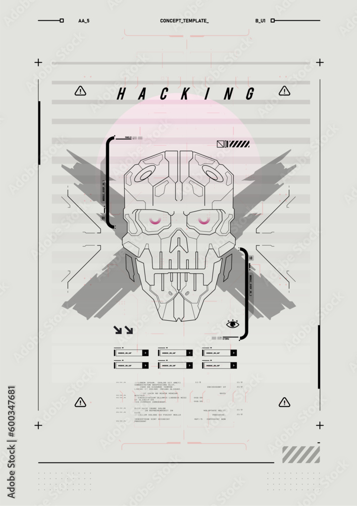 Poster cyber culture, cyberpunk futuristic poster. programming and virtual environments. hacking, modern fl