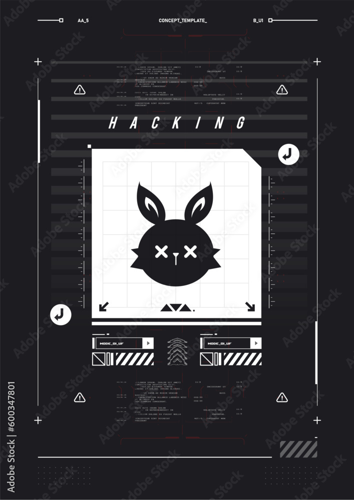 Poster cyber culture, cyberpunk futuristic poster. programming and virtual environments. hacking, modern fl