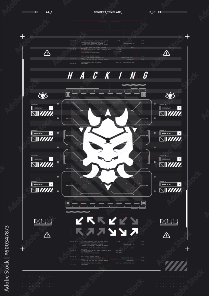 Poster cyber culture, cyberpunk futuristic poster. programming and virtual environments. hacking, modern fl