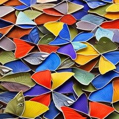 Fototapeta na wymiar A tessellation of butterflies in various sizes and colors, fluttering in different directions2, Generative AI