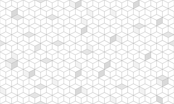 Grey 3D cube  seamless geometric pattern background. Vector Repeating Abstract.